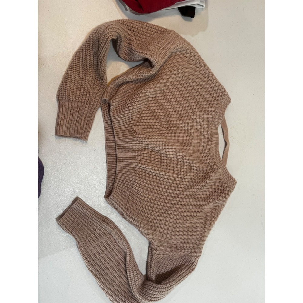 SHEIN Womens Cropped Shaker Stitch Sweater Open Back Mauve Pink Size Small 4